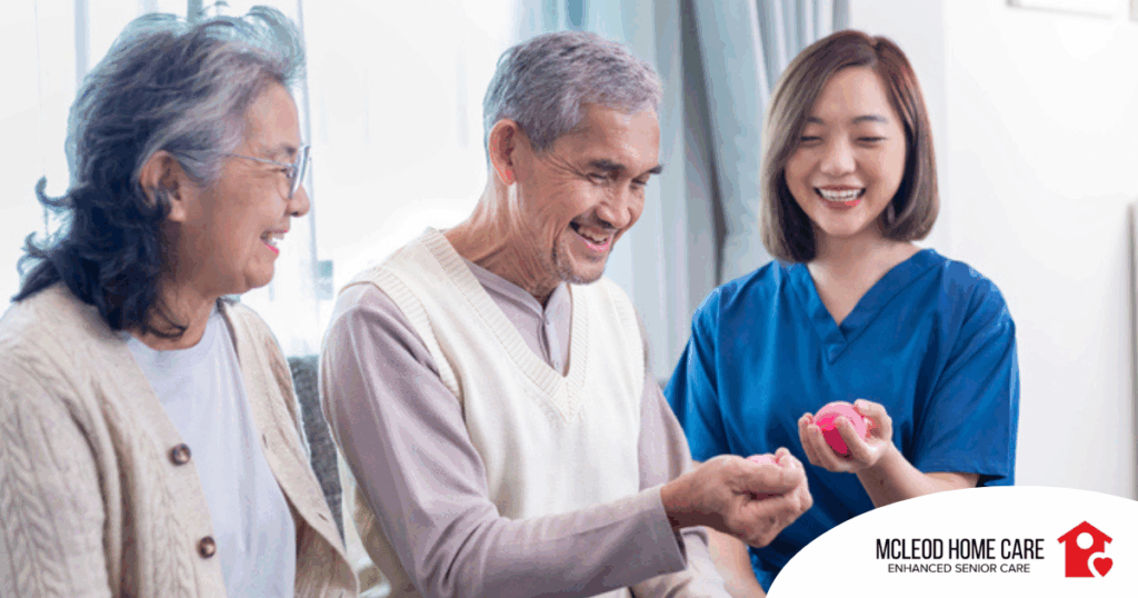 A caregiver provides home care services to manage arthritis.