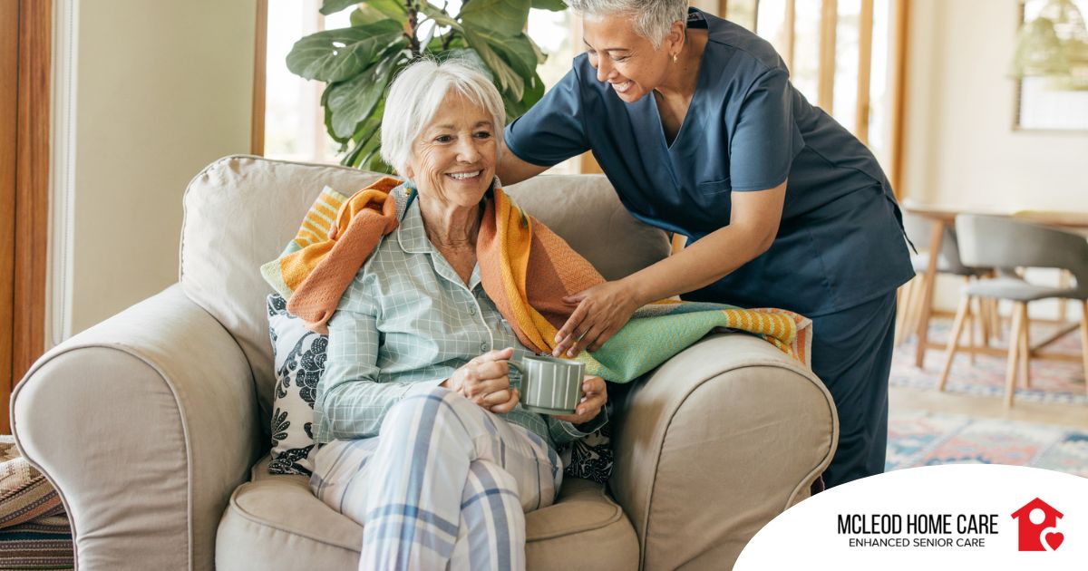 An aide provides home health care support for chronic conditions