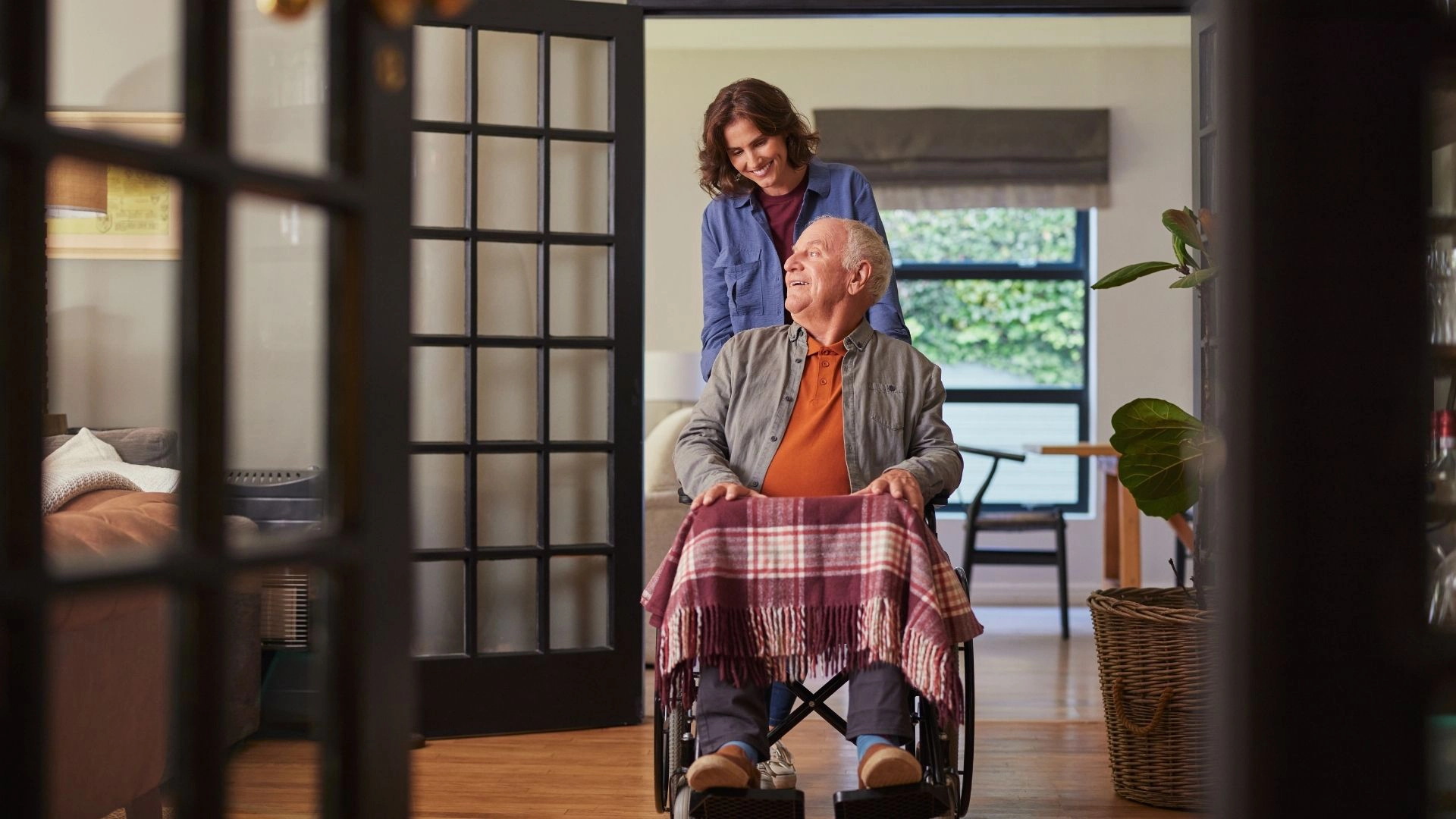 Caregiver assisting senior during Home Safety Inspection in Greenville, SC Caregiver assisting senior during Home Safety Inspection in Greenville, SC